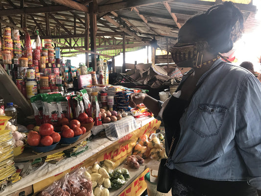 Dominique shopping at a local Ghanaian market